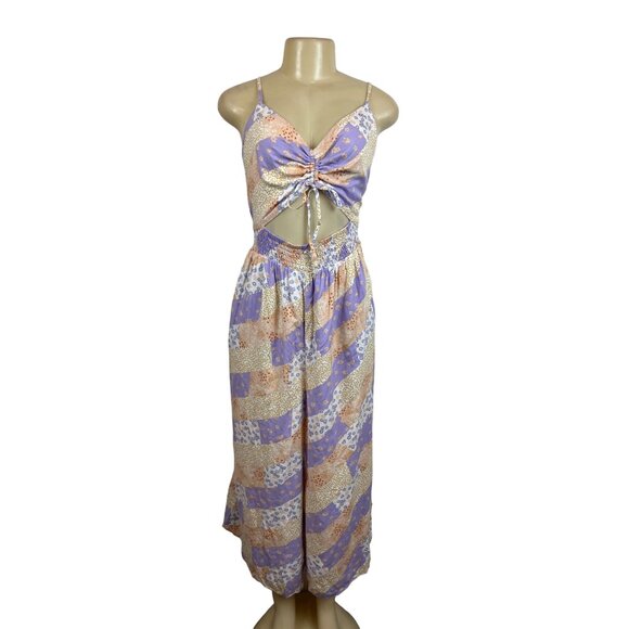 Arizona Womens Patchwork Floral Jumpsuit with Spaghetti Straps Sz XXL - Picture 1 of 8